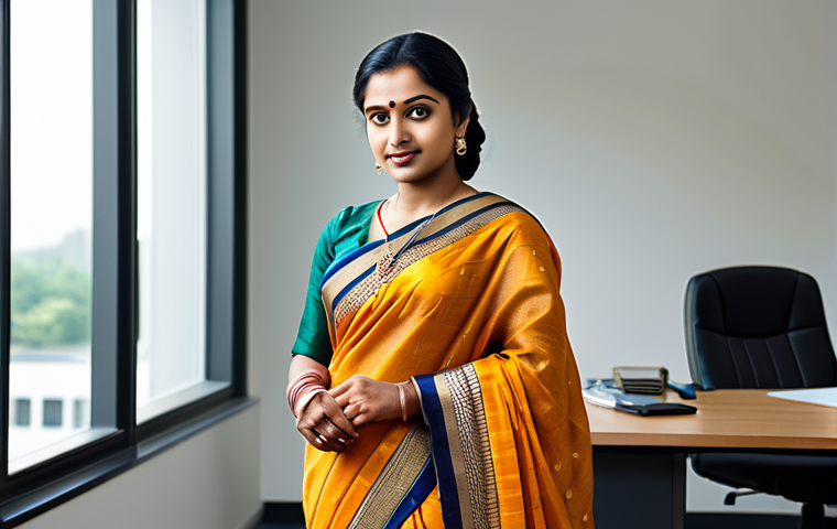 A professional Bengali woman in a modest, traditional saree, standing in a modern office setting. Fully clothed, appropriate attire, safe for work, perfect anatomy, natural proportions, professional. The saree should be elegantly draped. Focus on a warm and welcoming expression.