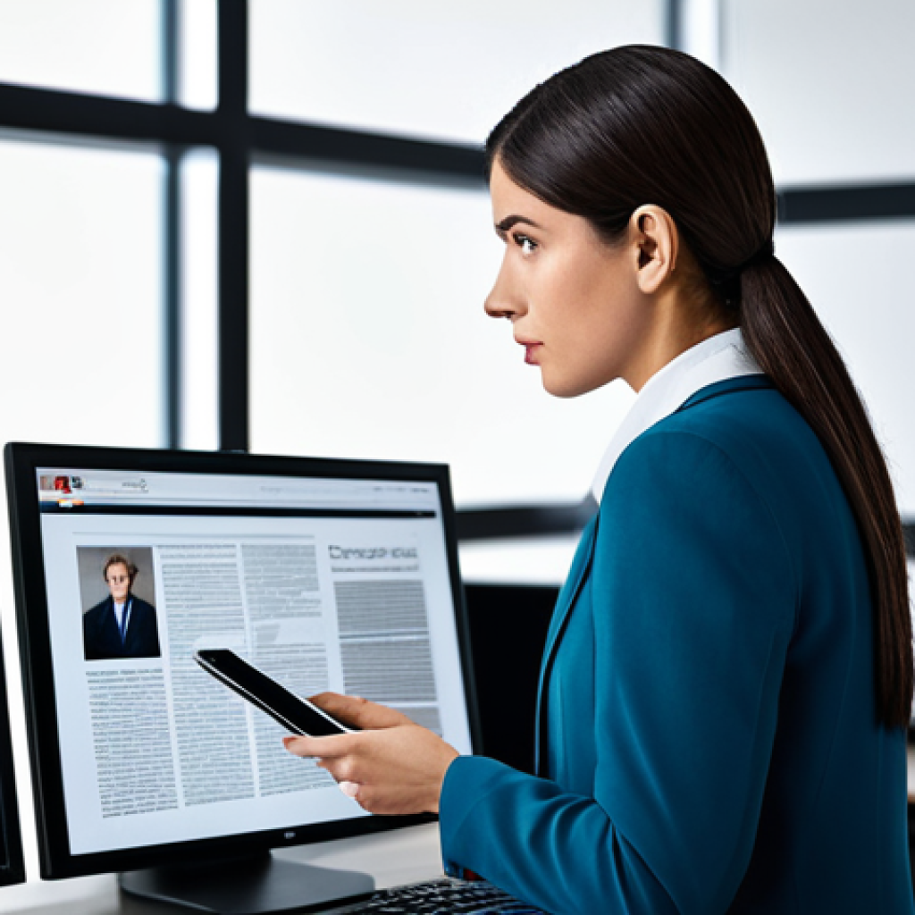 미디어의 윤리적 쟁점 - Fact-Checking News**
"A journalist, fully clothed in modest attire, carefully checking information ...