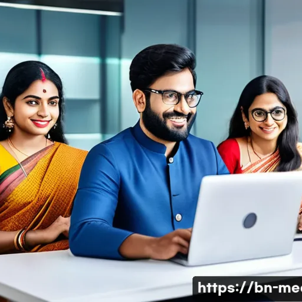 미디어 정책 제안 - A diverse group of Bengali digital media users engaging responsibly on various online platforms, sho...