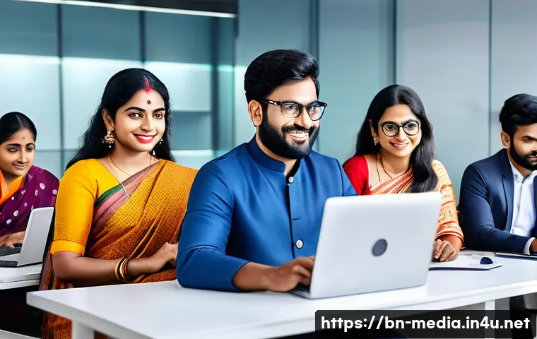 미디어 정책 제안 - A diverse group of Bengali digital media users engaging responsibly on various online platforms, sho...